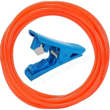 Tuyau PU, Tuyau Pneumatique en polyuréthane orange 10 m, tuyau pour compresseur OD 8 mm x ID 5 mm avec coupe-tube bleu, utilisé pour le transport de gaz (1/5)