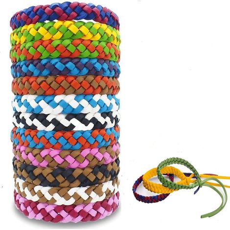 Mosquito Repellent Bracelet, Adjustable Leather Deet-Free Natural Insect Mosquito Bands for Adults & Kids,Natural Citronella Oils Insect Repellent - 300 Hour Insect Repellent Protection-12 Pack (1/5)