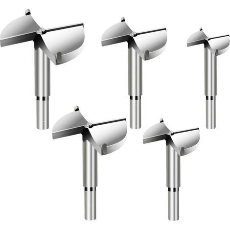 5pcs Meche a Bois Forstner, Diametre 35/40/45/50/60mm, Foret Fraise Carbure Pour Faconner Trou Travail du Bois, L'installation de Portes Sphériques Bois, Tiroirs, Plastique, Contreplaqué (1/4)