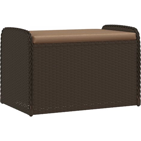 vidaXL Storage Bench with Cushion Brown 80x51x52 cm Poly Rattan