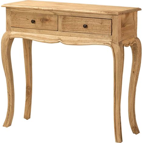 Konsolentisch mit 2 Schubladen, Mindi-Holz, Braun, 85 x 30 x 80 cm (1/5)