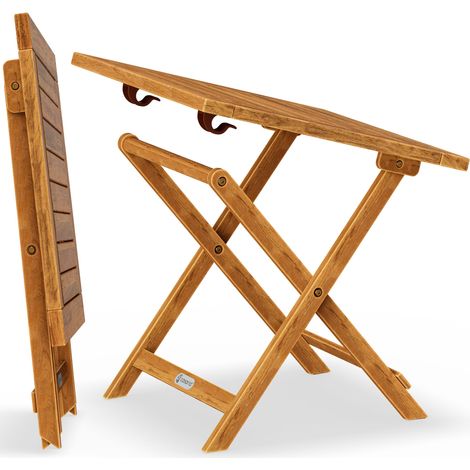 Deuba – Table basse pliante en bois d'acacia 46x46cm – Table d'appoint carrée pré-huilée – Facile à transporter – Pour jardin, terrasse, intérieur
