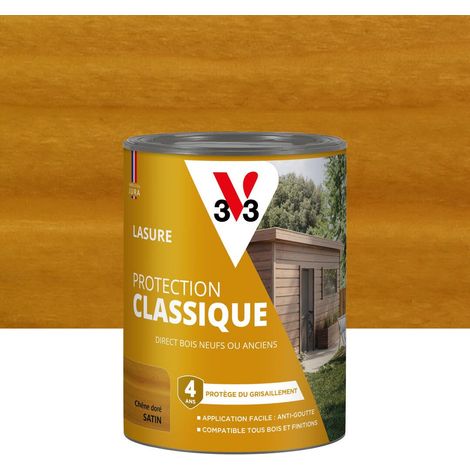 Lasure Bois extérieur Chêne doré - Protection Classique 4 ans - Protège du grisaillement - Direct bois neufs ou anciens - Texture anti-goutte - 0,75L (1/5)