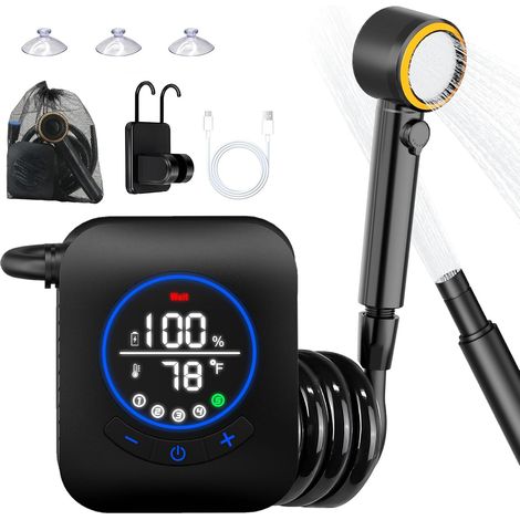 cabezal de ducha, pantalla LCD, 5 niveles de presión, batería de 8000 mAh, camping, mascotas (1/5)