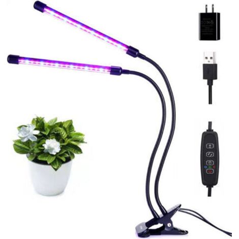 Led croissance des plantes lumière de remplissage à deux tubes port USB petit clip de bureau lumière jardinage lumière verte (1/4)
