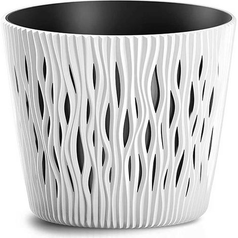 Vaso da fiori Prosperplast Sandy Round DSR160, bianco, con inserto (1/7)