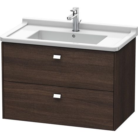 Mobile toilette a parete Duravit Brioso Vanity 82,0 x 46,9 cm, con 2 cassetti, incl. apertura per sifone e grembiule, per lavabo Starck 3 030480, Colore (anteriore/corpo): Castagno scuro arredamento, maniglia cromata - BR414201053