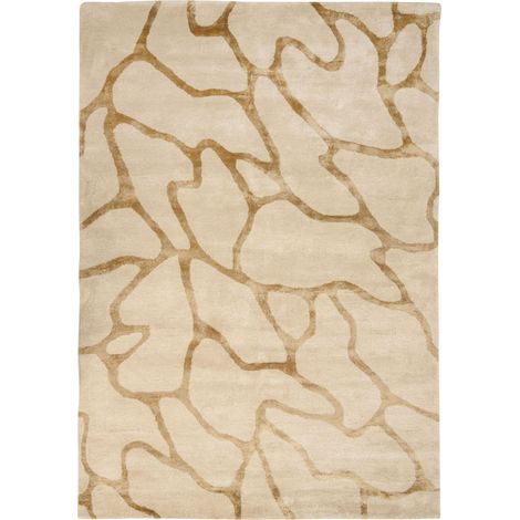 Tappeto moderno in viscosa e lana fatto a mano con motivo geometrico beige 160 x 230 cm Makola (1/5)