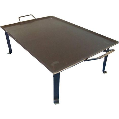 Plancha de Asar de Acero 4 mm con 2 Asas Metálicas y Patas