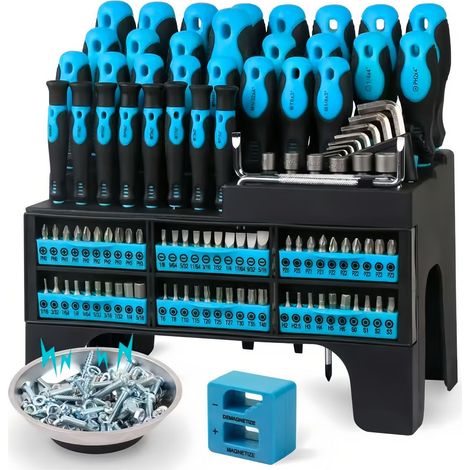 Ensemble d’outils de précision 118 pièces, kit de tournevis de réparation accompagné de vis bleues, parfait pour la maintenance d’appareils (1/3)