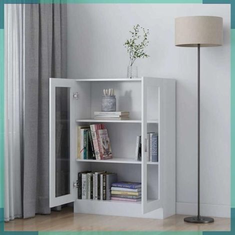 802750 Armoire à vitrine Blanc 82,5x30,5x115 cm Bois d'ingénierie (1/5)
