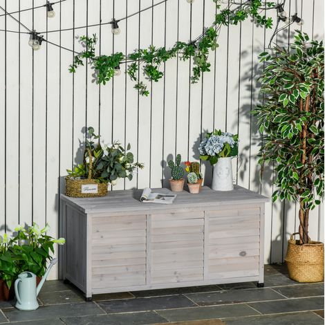 Mueble almacenamiento jardín multifunción madera gris HAVRYA (1/4)
