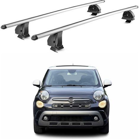 OMAC Barres de toit transversales en aluminium pour Fiat 500L / 500L Living 2012-2022 – TÜV / DIN 75302:2019 – Antivol inclus – Charge max 75 kg – 2 barres – Gris (1/4)