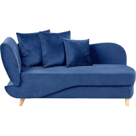 Linksseitige Chaiselounge MERI Samtstoff Marineblau mit Stauraum