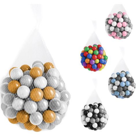 Sac de 100 balles de jeu ou de piscine 5,5 cm - Doré, gris, blanc et transparent - Monsieur Bébé