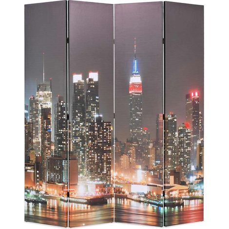 Raumteiler klappbar 160 x 170 cm New York bei Nacht