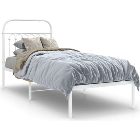 Maison Exclusive - Cadre de lit métal sans matelas avec tête de lit blanc 80x200cm (1/5)