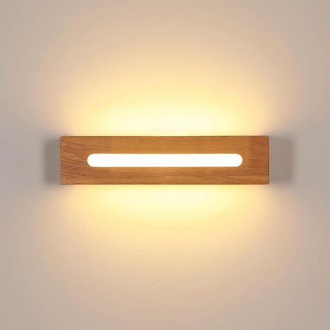 Applique Murale LED Bois Luminaire Mural Intérieur design Nordique, Lumière Chaude 3000K 8W Applique LED pour salon, chambre, couloir, salle de bain [Classe énergétique E]