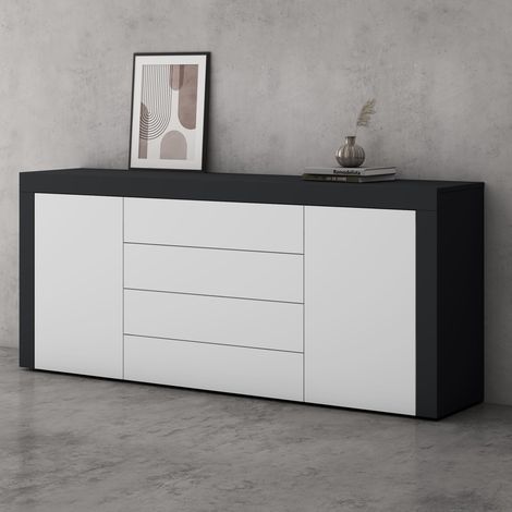Mai & Mai Sideboard Aufbewahrungsschrank BTH: 167x36x70 cm mit 2 Schränken und 4 Schubladen in Anthrazit matt + Weiß matt Kommode Mehrzweckschrank Möbel Schrank03 (1/5)