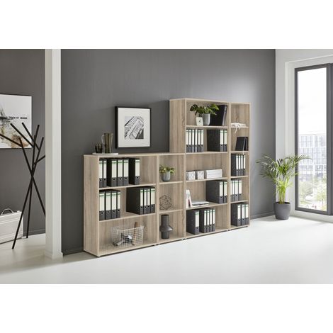 BMG Möbel Regalwand, Office Edition Set 4, Büroschrank/Büromöbel/Regal, eiche sonoma