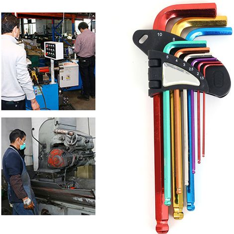 Satz mit 9 Kugelkopf-Torx-Inbusschlüsseln, langem Metallgriff, Reparaturwerkzeug, Sechskantschlüsselsatz, matte Oberfläche, BH 205-HL (1/5)