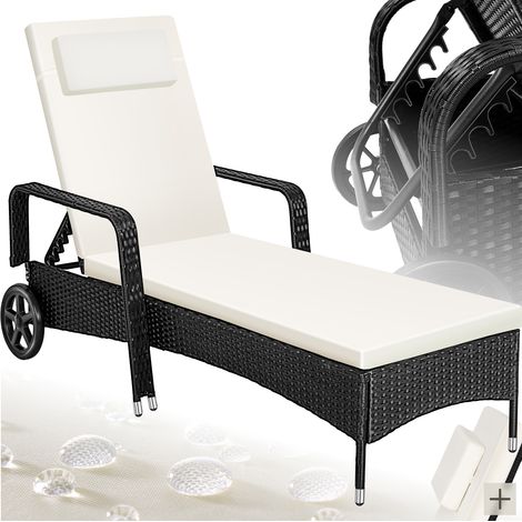 Bain de soleil en résine tressée et acier noir beige