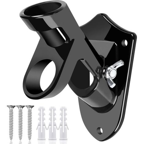 Soporte para mástil de bandera - Aluminio - 25 mm - con espiga - Soporte para mástil de bandera doméstico - Negro - Mástil de bandera de pared (1/5)