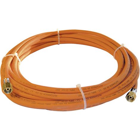 Guilbert Express – Tuyau caoutchouc 10 m Ø int. 6,3 mm – Compatible butane propane – Raccords sertis 3/8e gauche femelle – NF EN ISO 3821 (1/4)