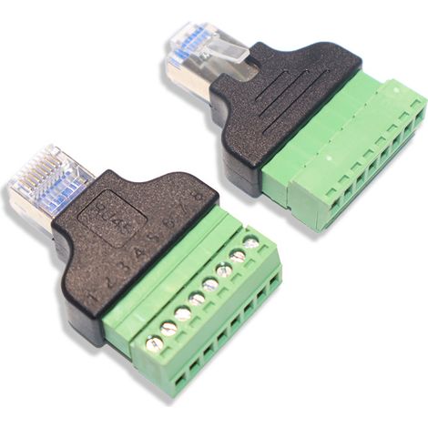 RJ45-Stecker auf 8-poligen Stecker mit abgeschirmtem RJ45-Anschluss für öffentliche Netzwerke, kein Löten erforderlich. (1/4)