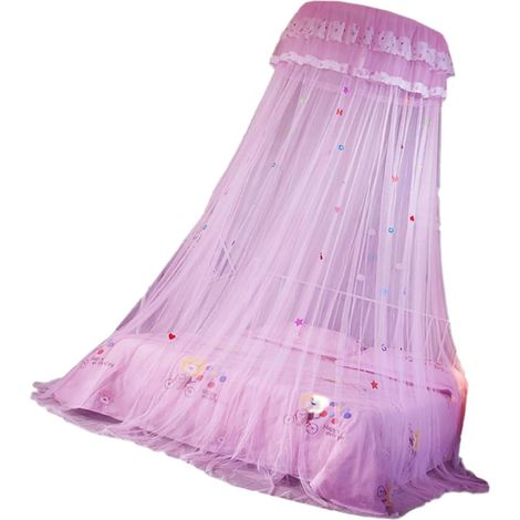 Moustiquaire en dentelle pour lit, rideau de lit suspendu, rose (1/5)