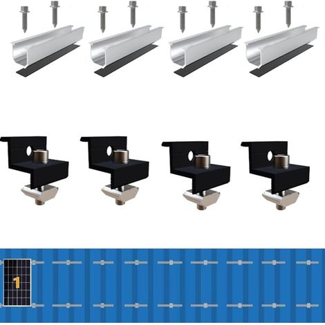 Kit de Supports de Panneau Solaire,Support pour Panneau Solaire,Fixation de Panneau Solaire,Extrémité 30MM/35MM Supports en Z Modules Solaires Panneaux Photovoltaïques pour Toit Plat (1/4)