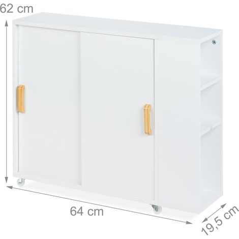 Carrello portaoggetti stretto con ruote mobile per bagno 50 x 30 x 90 cm in MDF bianco 130016418