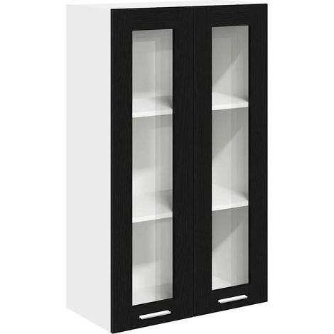 Mobile da cucina rettangolare moderno a parete efficiente soluzione contenitiva 60 x 31 x 100 cm in legno di rovere nero ingegnerizzato 020053426