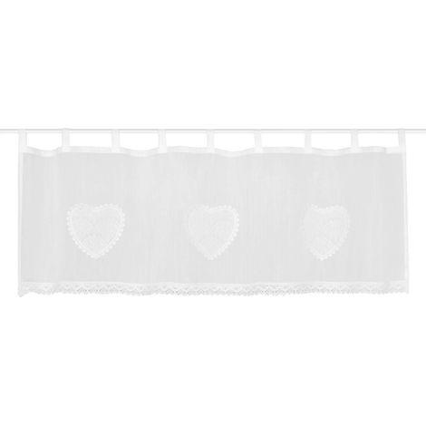 Rideau Brise-bise en Batiste avec Bordure en Crochet 30 x 90 cm Blanc (1/3)