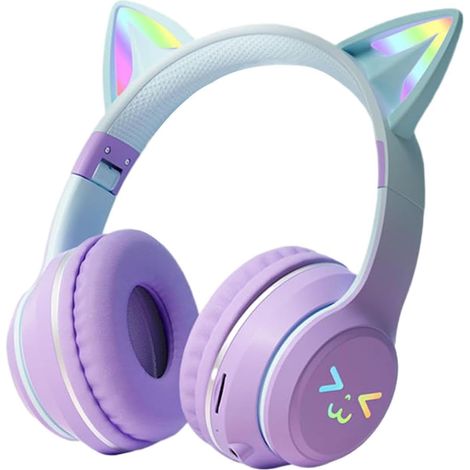 Casque o pour enfants avec oreilles de chat, microphone sans fil (1/5)