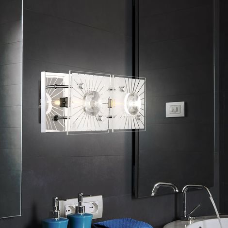Wandleuchte Kristalle Kristallleuchte Wand Modern Wandlampe Glas Chrom, satiniert, 2-Flammig G9 Fassung, LxBxH 24x11x10 cm