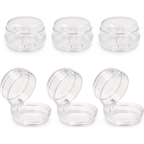 Set of 6 universal protective covers for gas cooker switches with matching double-sided adhesive tape for gas burners (transparent) (1/5)