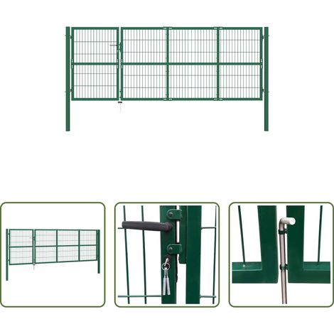 vidaXL Gartentor mit Pfosten - Gartentor mit Pfosten 350x120 cm Stahl Grün (1/5)