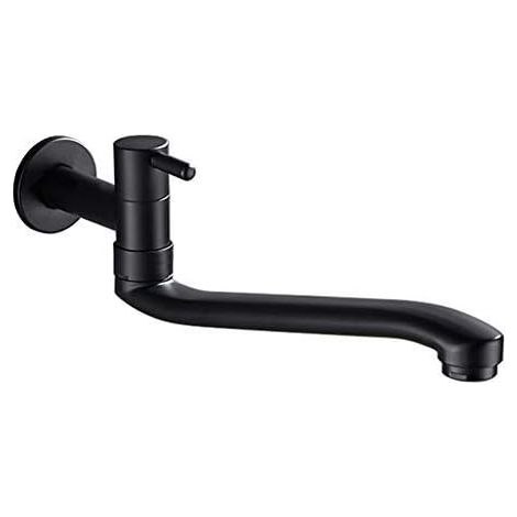 Robinet mural noir à eau froide pour machines à laver, balais, piscines et jardins (21 cm) (1/5)
