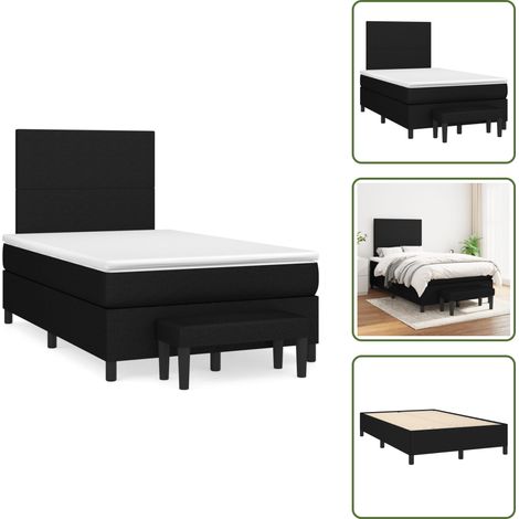Letto con materasso a molle insacchettato - vidaXL Giroletto a Molle con Materasso Nero 120x190 cm in Tessuto - Letto con materasso morbido