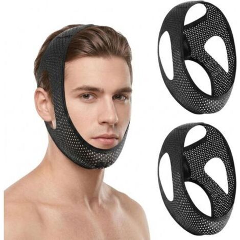 Mentonniere Apnée Du Sommeil, 2 pièces Mentonniere Anti Ronflement, Mentonniere, Bandeau Anti Ronflement, Ceinture Anti Ronflement, Réglable, flexible et réduit efficacement les ronflements. (1/5)