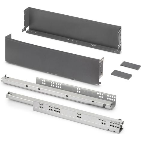 Emuca Cajón exterior Simplex 25kg de altura 122mm, profundidad 490mm, Acero, Gris antracita -