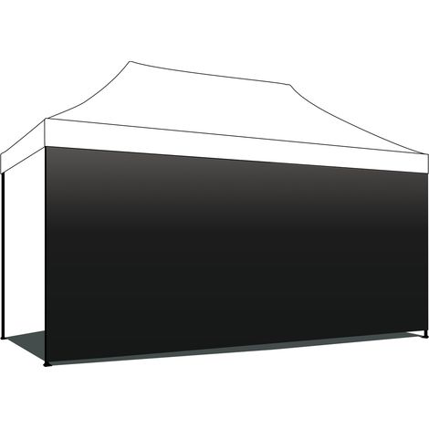 Seitenwand für Gartenpavillon 3x4,5 m, schwarze Plane mit Klettverschluss