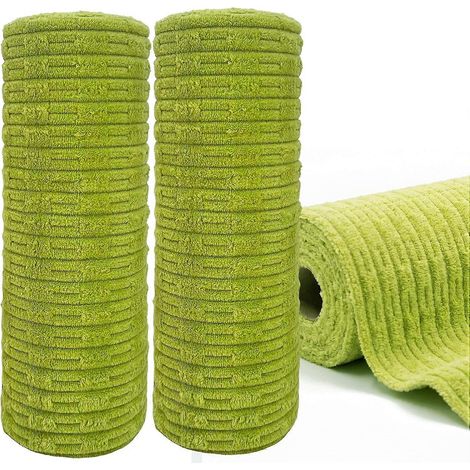 Rouleau de 40 chiffons de nettoyage microfibre extra épaisse 25x25 cm vert, absorbants, non pelucheux, anti-rayures, lavables et réutilisables (1/5)