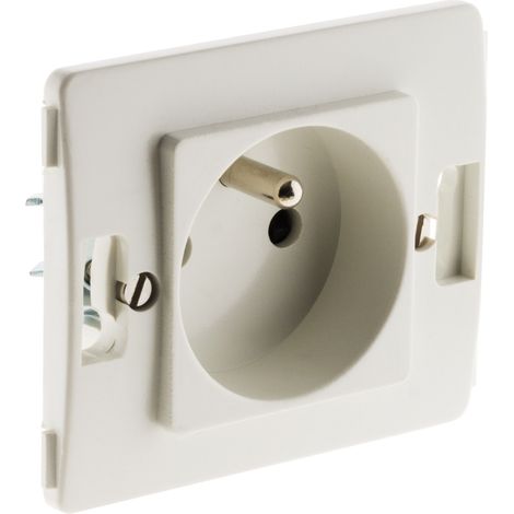 Zenitech – Prise murale 2P+T 16A composable – Couleur blanc – Installation facile avec vis et griffes – Conforme NF et CE (1/4)