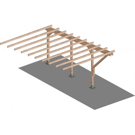 Modulo Continuativo per Carport a Sbalzo in Legno - mt 5 X 3 - con Supporti a Tassellare