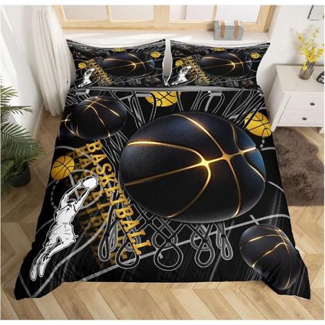 Basketball Housse de Couette 90x190cm Sportiste Slam Dunk Parure de Lit Basketball Ensemble de Literie Gaming Sports Décor - KSC (1/3)