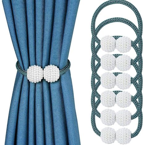Attaches magnétiques pour rideaux (lot de 6), pinces à rideaux modernes en perles, boucle de maintien pour cordon de rideau