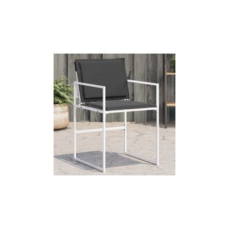 Chaises de jardin avec coussins lot de 4 blanc acier-textilène (1/5)