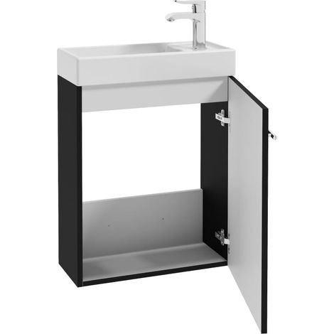 Meuble de salle de bain avec vasque intégrée 50 x 70 cm, suspendu, noir, petit modèle (1/5)